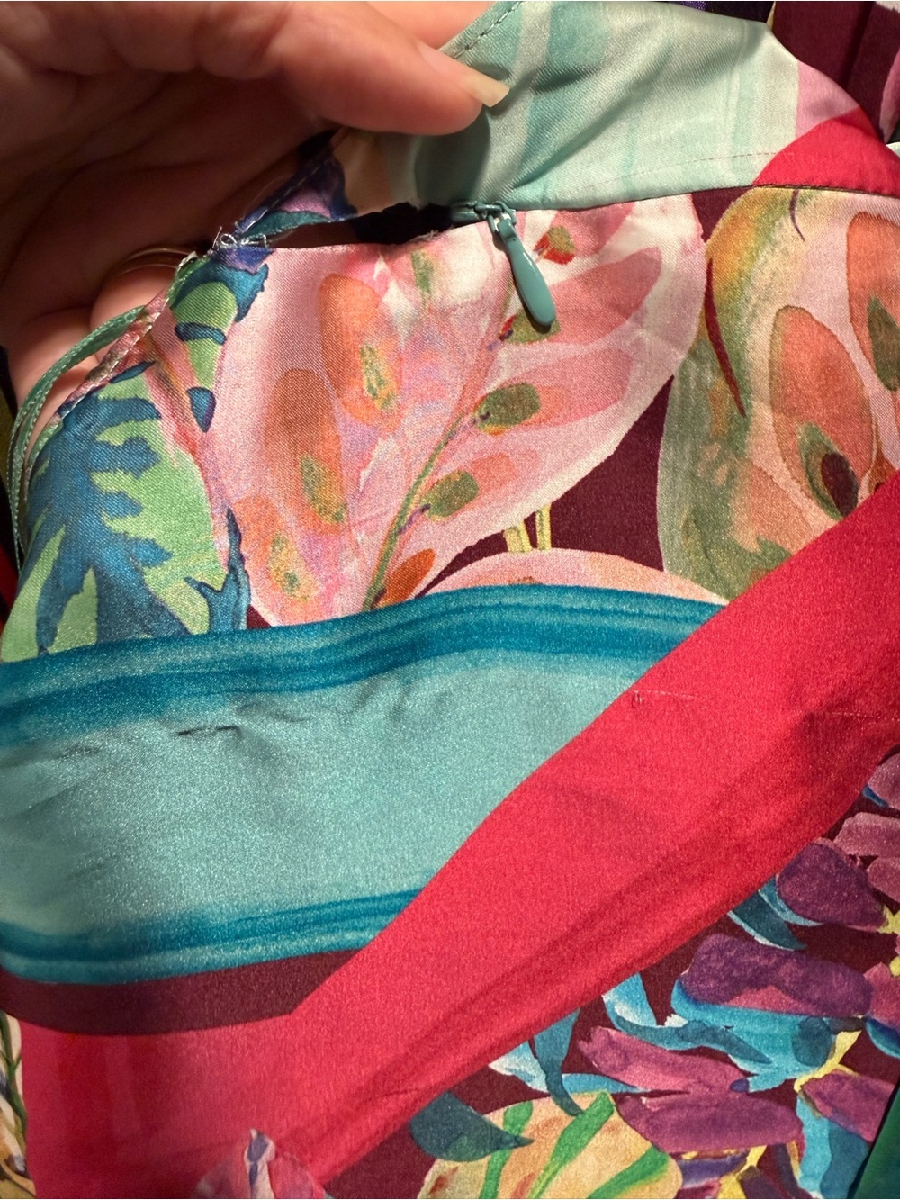 Zara Tropical Satin Maxi Dress Open Back Resort - Picture 10 of 11